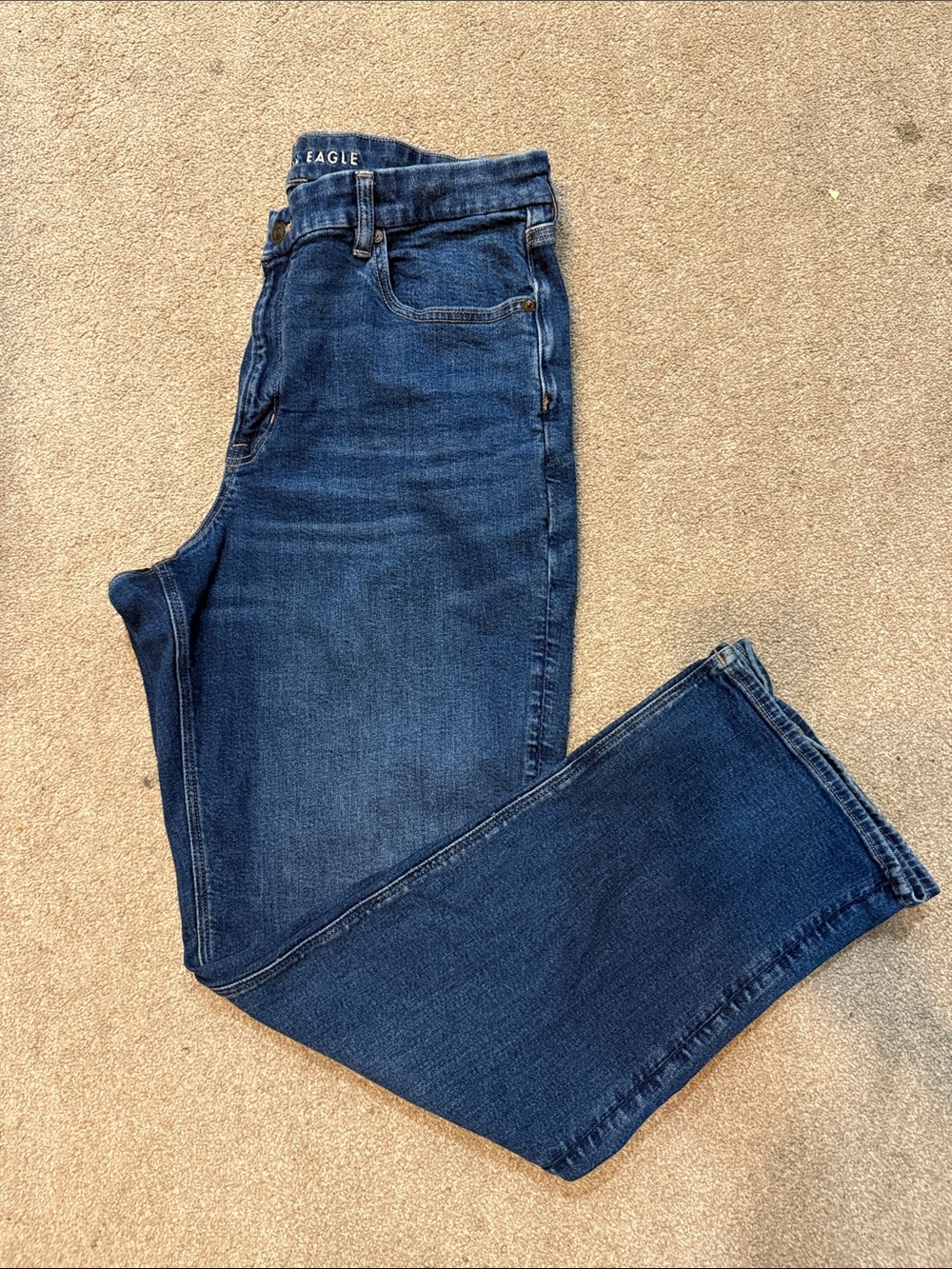 American Eagle Dark Medium Wash Curvy Straight Leg Jeans Size 18 Long